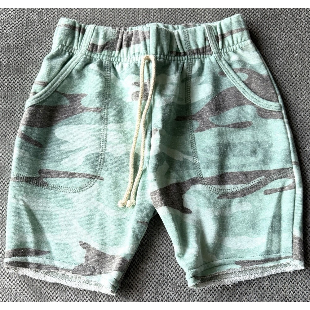 Little Wedgies Shorts Size 6 Mint Camo Pull On Boutique Kids Raw Hem